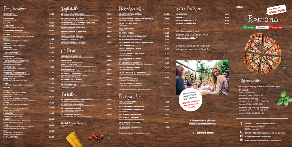 Speisekarte Pizzeria Romana